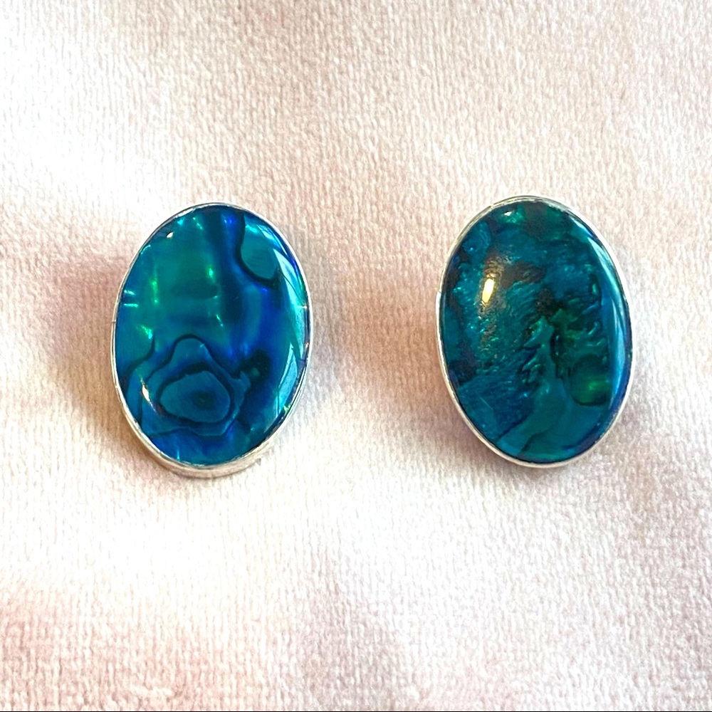 Sterling Silver and Abalone Shell Earrings - Handmade